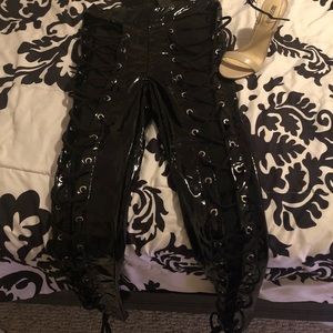 Leather lace up pants